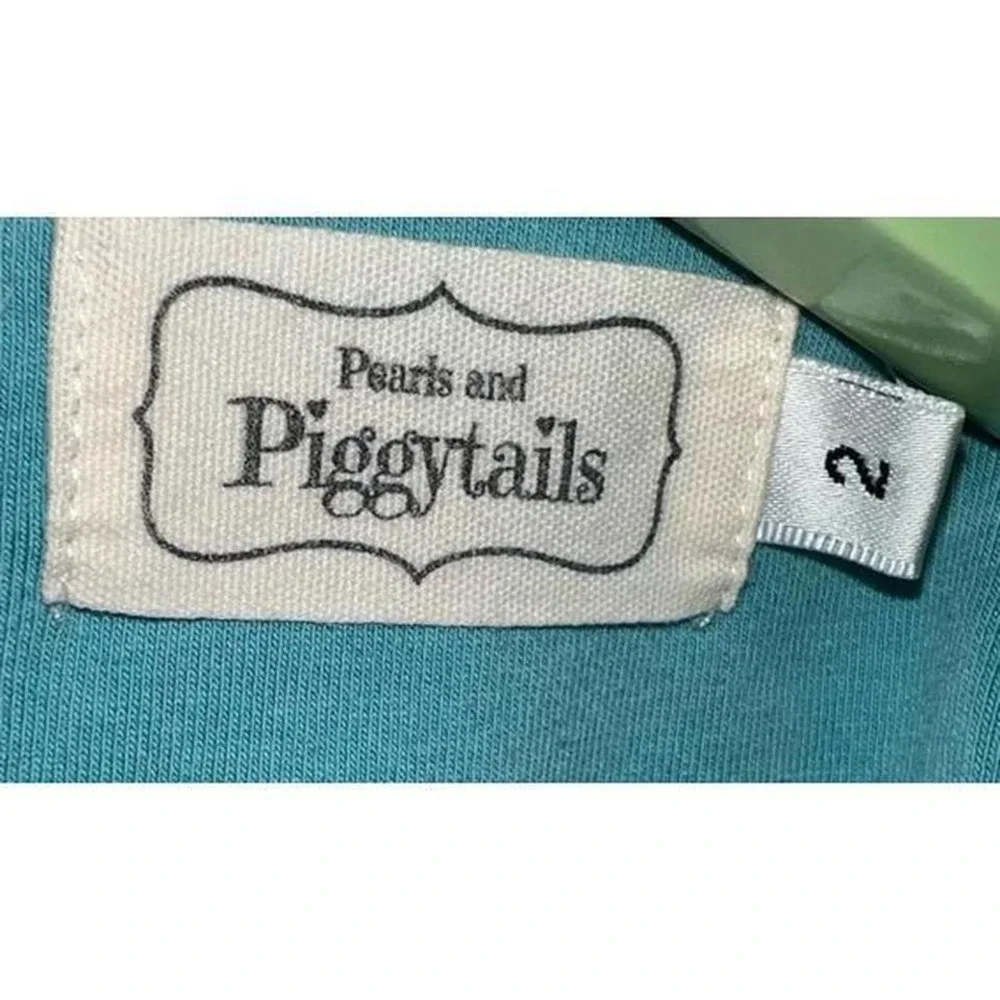Pearls and Piggytails Girls Teal Blue Flutter Sleeve Crochet Lace Dress Size 2